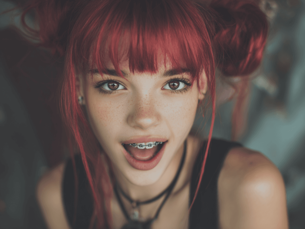 Playful expression illustrating sexual tension through eye contact, openness, and restrained desire